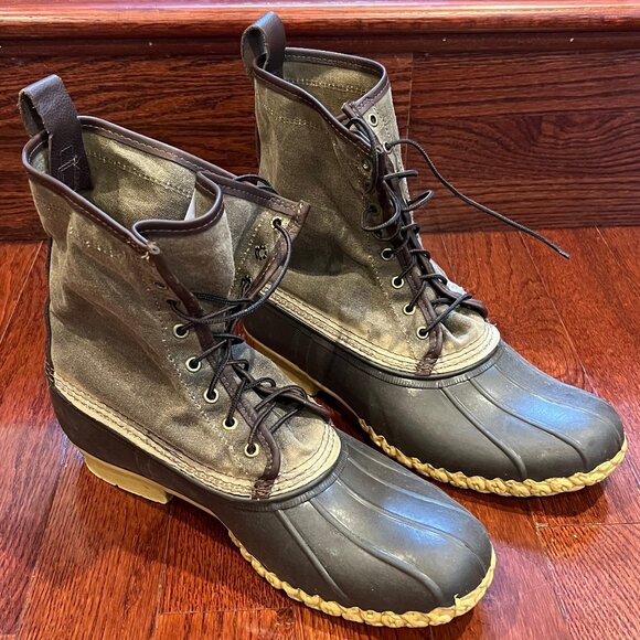 MENS 13 L.L. Bean Signature Waxed-Canvas Maine Hunting Shoes - Picture 1 of 2